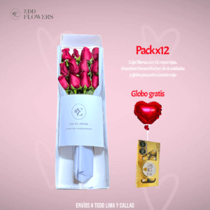 Pack de Caja Rosas Rojas